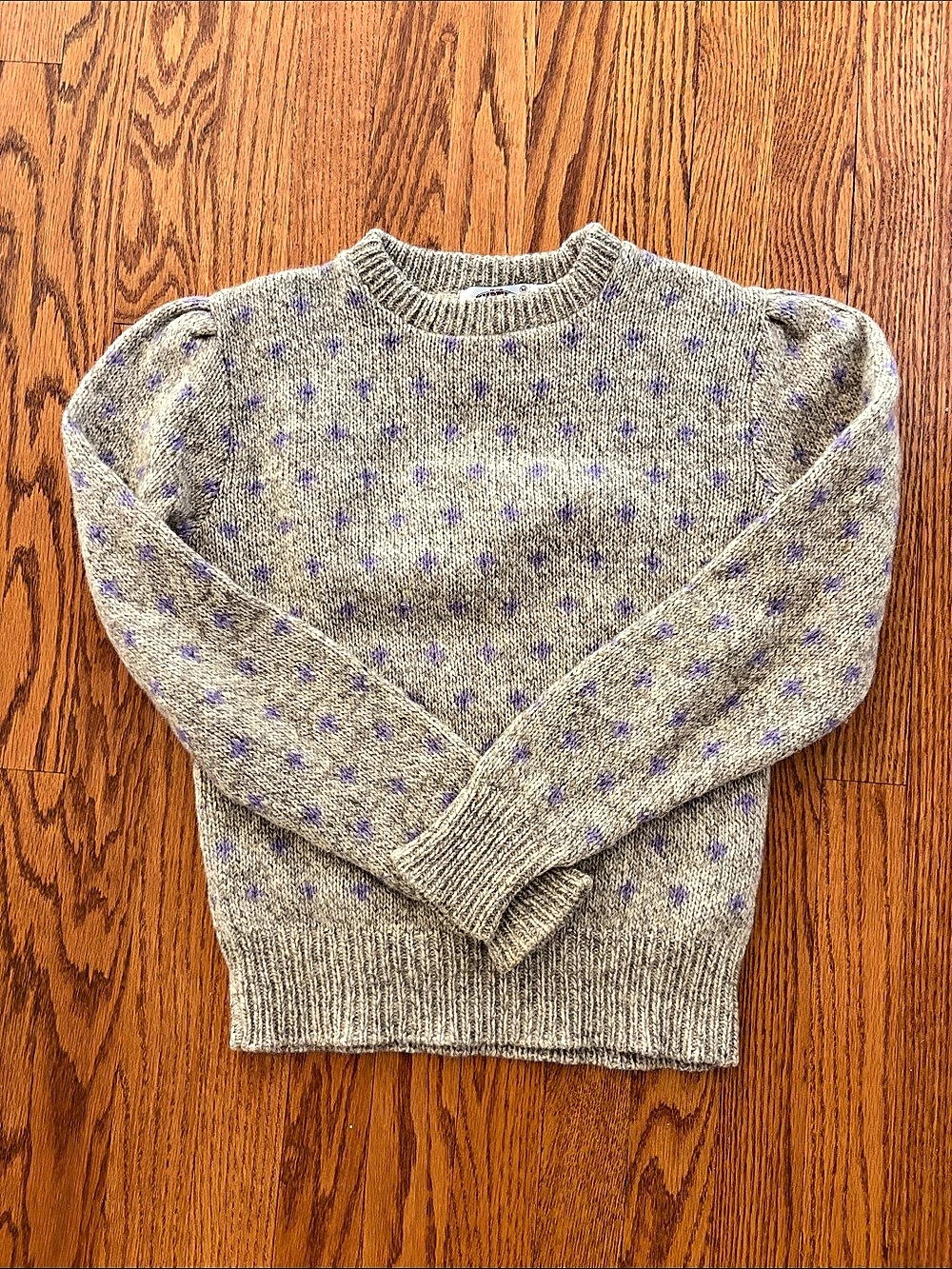 1980s vintage Cambridge Woolens Wool Crewneck in Gray & Purple